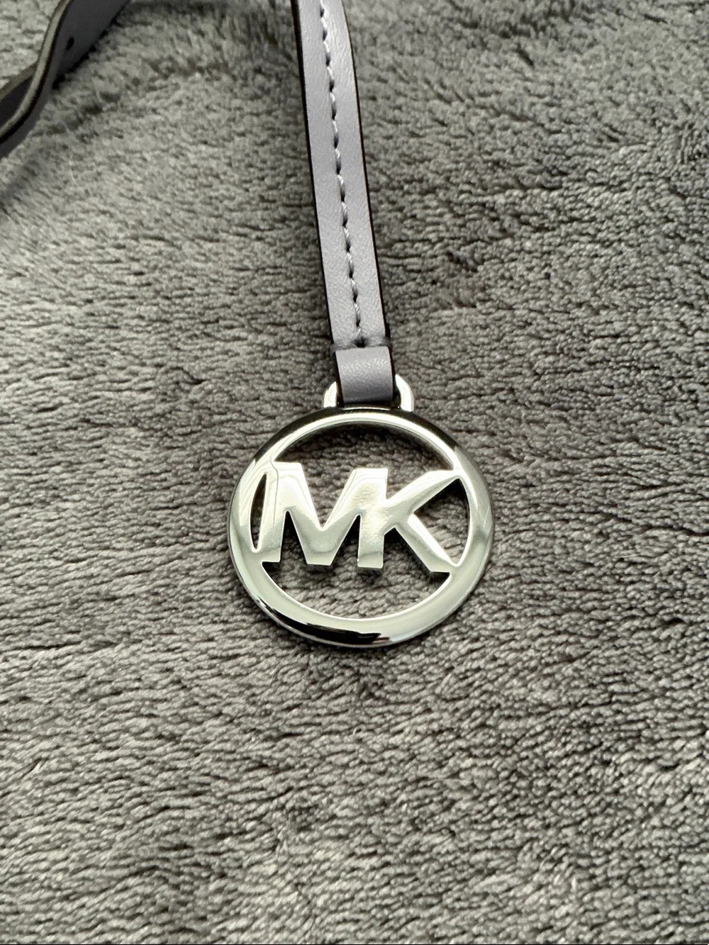 Michael Kors Lilac Leather Strap Key Fob Bag Charm with Silver MK Logo